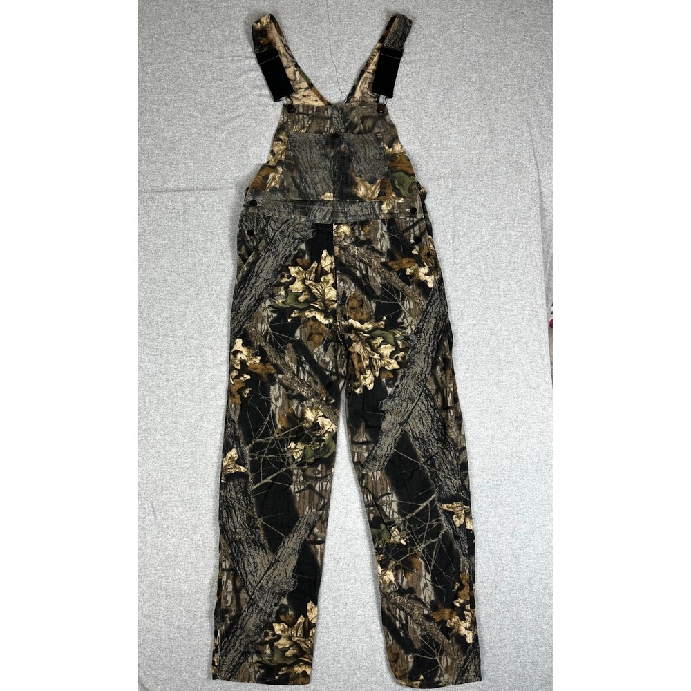 VTG Mossy Oak Brand Camo Flannel Overalls Small Woodland Hunting Bibs USA Made
